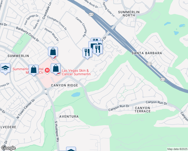 map of restaurants, bars, coffee shops, grocery stores, and more near 721 Peachy Canyon Circle in Las Vegas