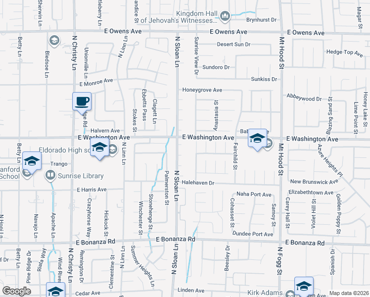 map of restaurants, bars, coffee shops, grocery stores, and more near 1172 North Sloan Lane in Las Vegas