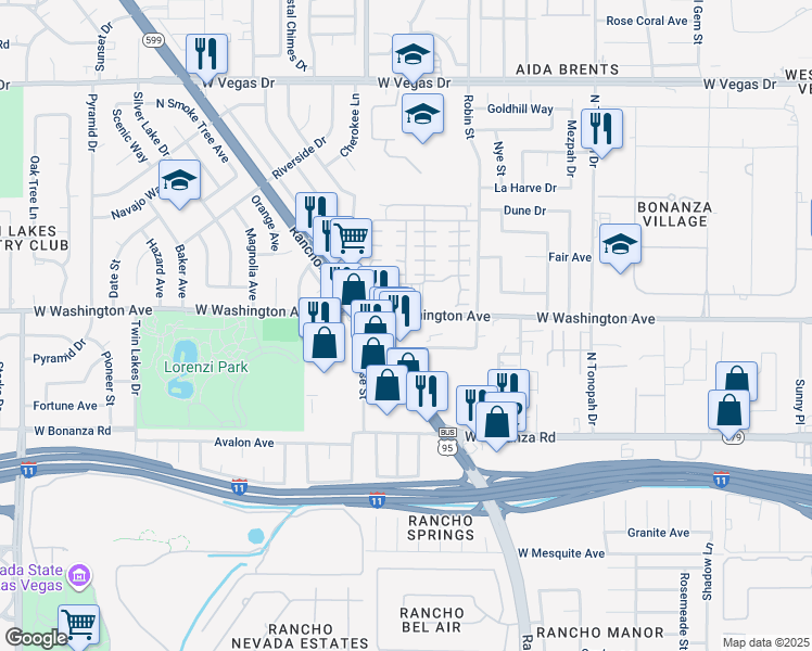 map of restaurants, bars, coffee shops, grocery stores, and more near 820 North Rancho Drive in Las Vegas