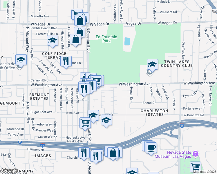 map of restaurants, bars, coffee shops, grocery stores, and more near 806 Sea Pines Lane in Las Vegas