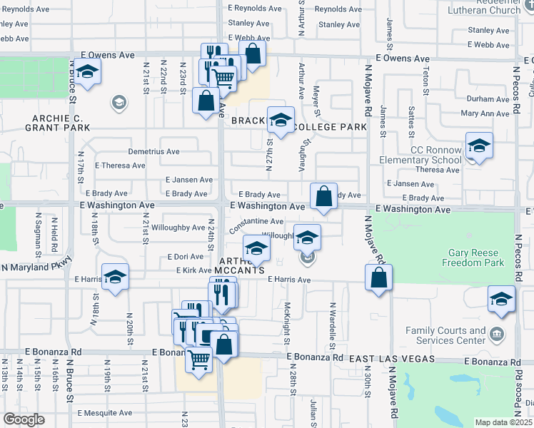 map of restaurants, bars, coffee shops, grocery stores, and more near 869 Cooper Circle in Las Vegas