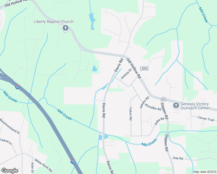 map of restaurants, bars, coffee shops, grocery stores, and more near Davis Road in Winston-Salem