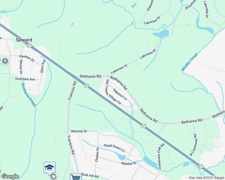 map of restaurants, bars, coffee shops, grocery stores, and more near 5980 Odenton Lane in Pfafftown