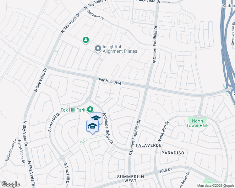 map of restaurants, bars, coffee shops, grocery stores, and more near 43 Berneri Drive in Las Vegas