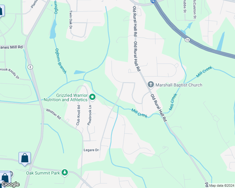 map of restaurants, bars, coffee shops, grocery stores, and more near 5750 Novack Street in Winston-Salem