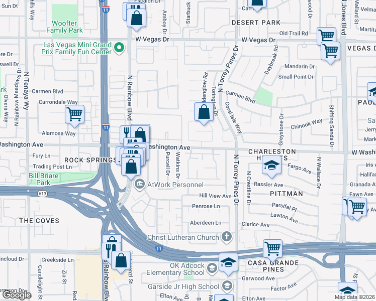 map of restaurants, bars, coffee shops, grocery stores, and more near 901 Golden Hawk Way in Las Vegas