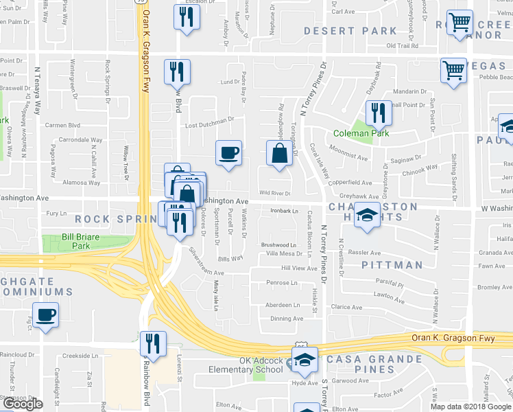 map of restaurants, bars, coffee shops, grocery stores, and more near 901 Golden Hawk Way in Las Vegas
