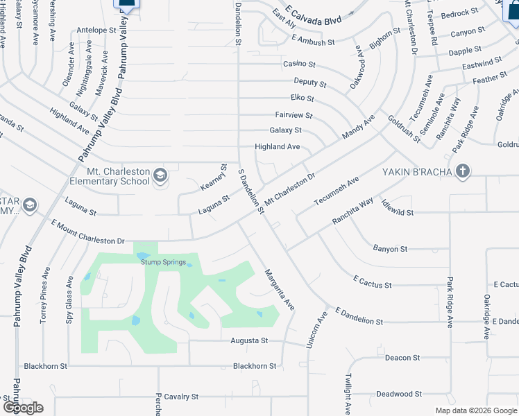 map of restaurants, bars, coffee shops, grocery stores, and more near 3715 East Mount Charleston Drive in Pahrump