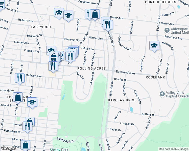 map of restaurants, bars, coffee shops, grocery stores, and more near in Nashville