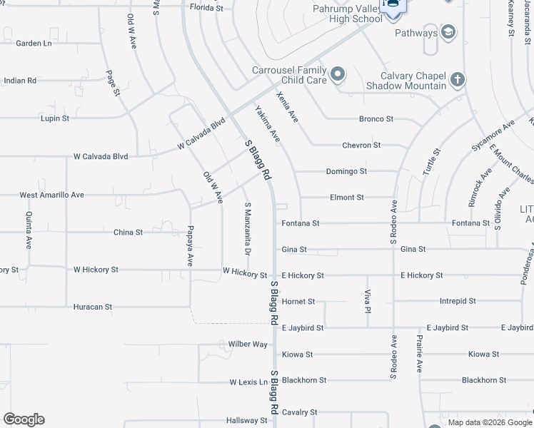 map of restaurants, bars, coffee shops, grocery stores, and more near 2611 South Manzanita Drive in Pahrump
