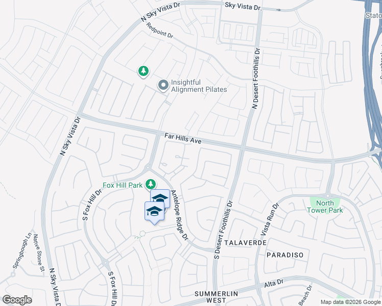 map of restaurants, bars, coffee shops, grocery stores, and more near 36 Alamere Falls Drive in Las Vegas