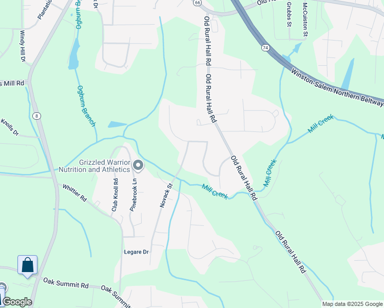 map of restaurants, bars, coffee shops, grocery stores, and more near 5781 Novack Street in Winston-Salem