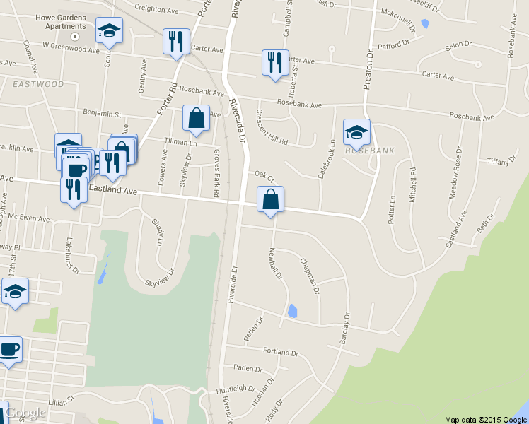 map of restaurants, bars, coffee shops, grocery stores, and more near 2306 Eastland Avenue in Nashville