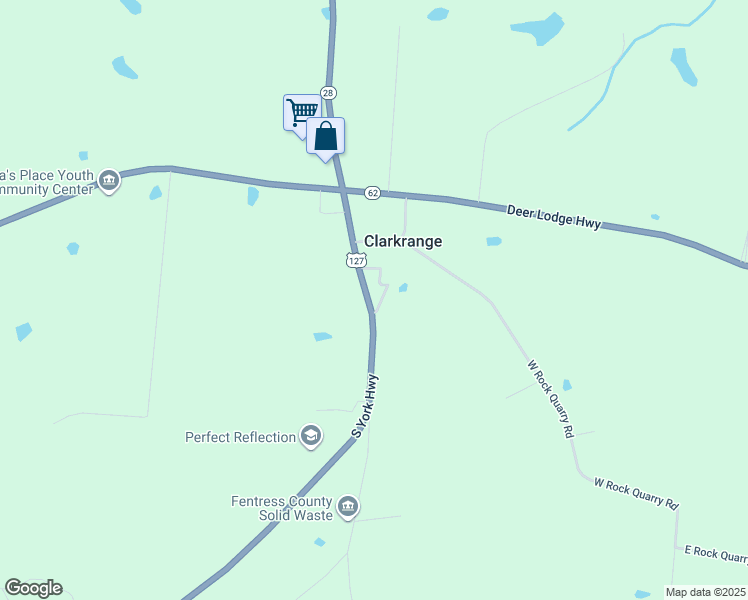 map of restaurants, bars, coffee shops, grocery stores, and more near 6961 South York Highway in Clarkrange