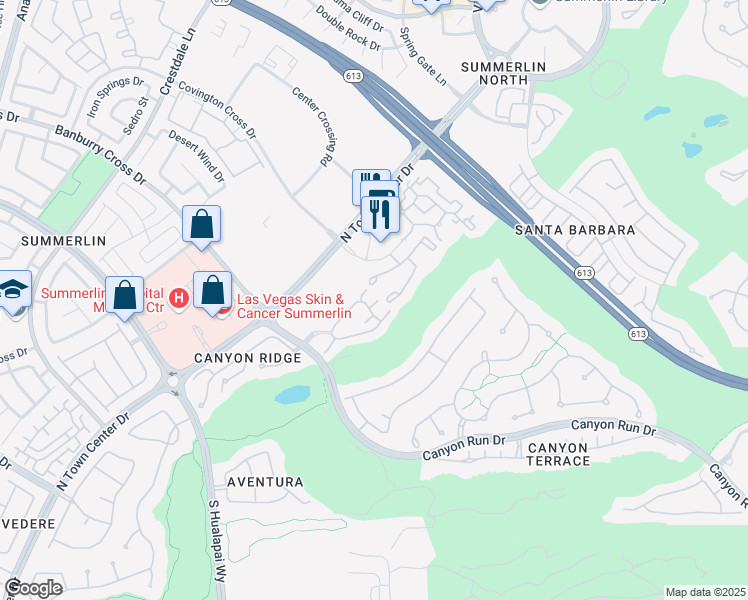map of restaurants, bars, coffee shops, grocery stores, and more near 800 Peachy Canyon Circle in Las Vegas