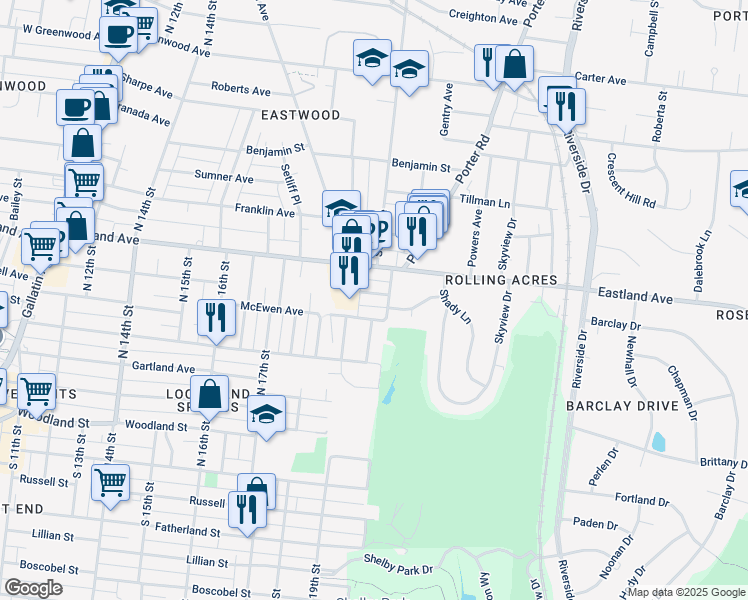 map of restaurants, bars, coffee shops, grocery stores, and more near 1908 Truett Avenue in Nashville