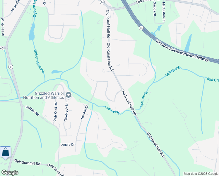 map of restaurants, bars, coffee shops, grocery stores, and more near 5729 Haweswater Road Northeast in Winston-Salem