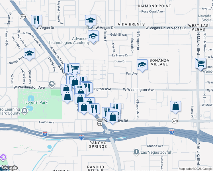 map of restaurants, bars, coffee shops, grocery stores, and more near 2400 Dutchmans Pipe Court in Las Vegas