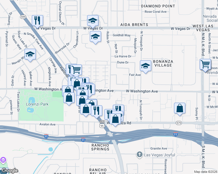 map of restaurants, bars, coffee shops, grocery stores, and more near 2400 Dutchmans Pipe Court in Las Vegas