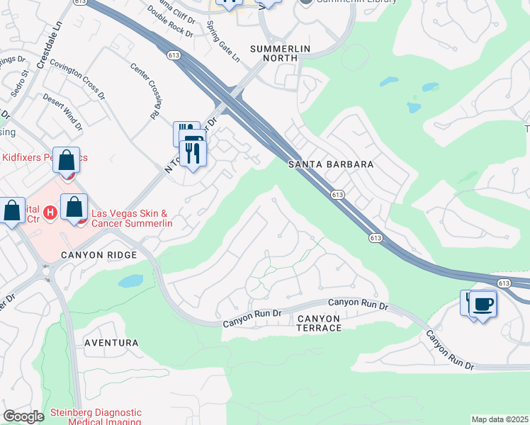 map of restaurants, bars, coffee shops, grocery stores, and more near 9512 Rocky Cliff Place in Las Vegas