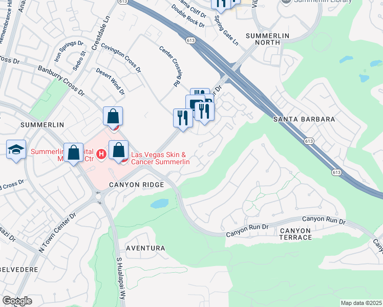 map of restaurants, bars, coffee shops, grocery stores, and more near 812 Peachy Canyon Circle in Las Vegas