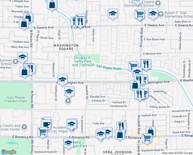 map of restaurants, bars, coffee shops, grocery stores, and more near 900 Villa Crest Court in Las Vegas