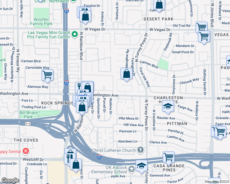 map of restaurants, bars, coffee shops, grocery stores, and more near 901 Golden Hawk Way in Las Vegas
