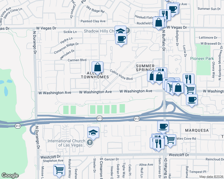 map of restaurants, bars, coffee shops, grocery stores, and more near 904 Rockview Drive in Las Vegas