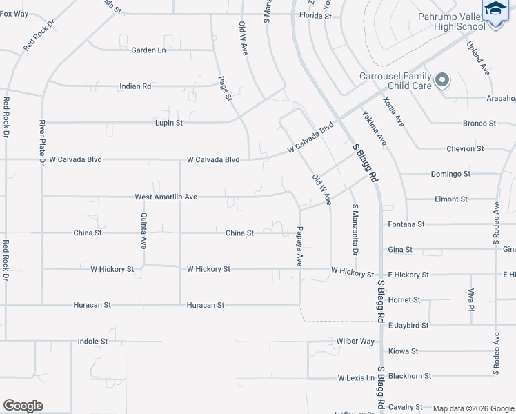 map of restaurants, bars, coffee shops, grocery stores, and more near 391 Amarillo Avenue in Pahrump