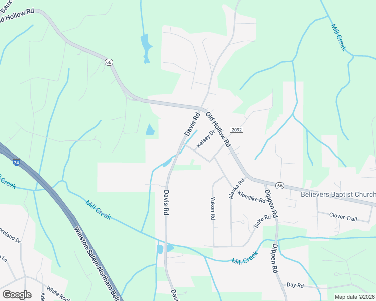 map of restaurants, bars, coffee shops, grocery stores, and more near 3220 Creason Circle in Walkertown