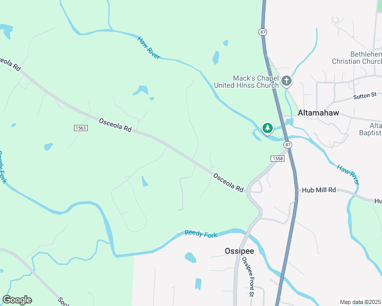 map of restaurants, bars, coffee shops, grocery stores, and more near 3377 Osceola Road in Elon