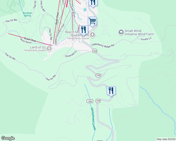 map of restaurants, bars, coffee shops, grocery stores, and more near 2605 Beech Mountain Parkway in Banner Elk