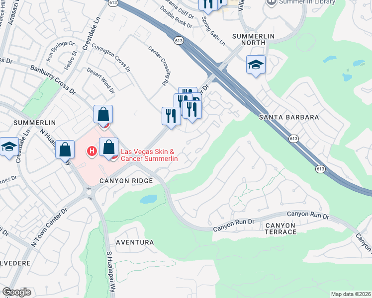 map of restaurants, bars, coffee shops, grocery stores, and more near 804 Peachy Canyon Circle in Las Vegas