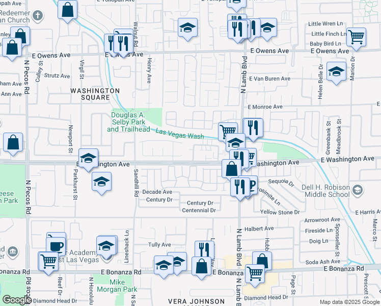 map of restaurants, bars, coffee shops, grocery stores, and more near 912 Bridgewater Street in Las Vegas