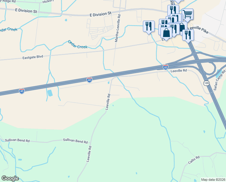 map of restaurants, bars, coffee shops, grocery stores, and more near 833 Leeville Rd in Lebanon
