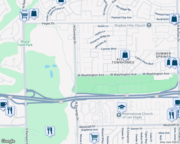 map of restaurants, bars, coffee shops, grocery stores, and more near 909 Carmel Shores Drive in Las Vegas