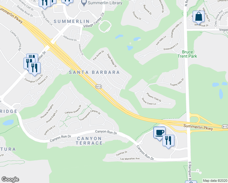 map of restaurants, bars, coffee shops, grocery stores, and more near 805 Dana Hills Court in Las Vegas