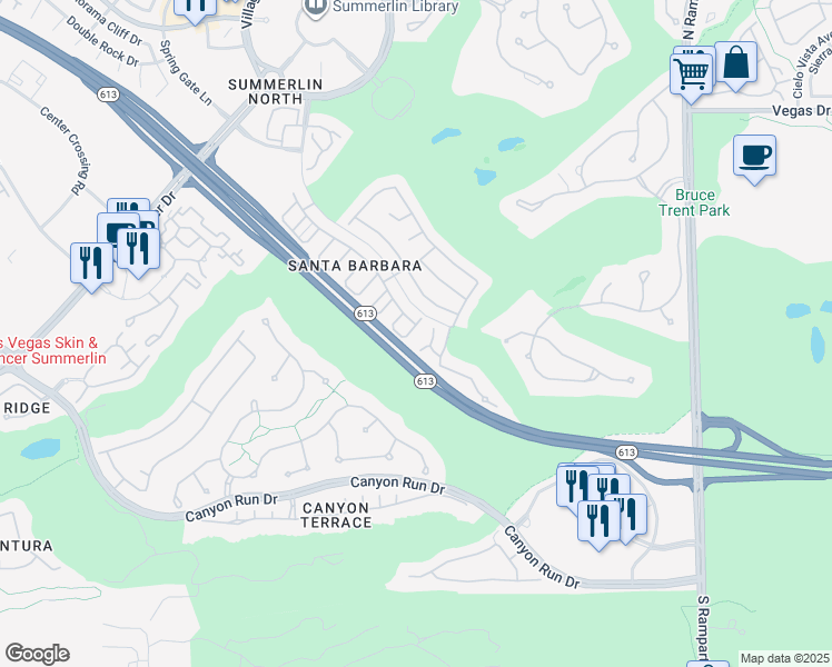 map of restaurants, bars, coffee shops, grocery stores, and more near 812 Bow Creek Lane in Las Vegas