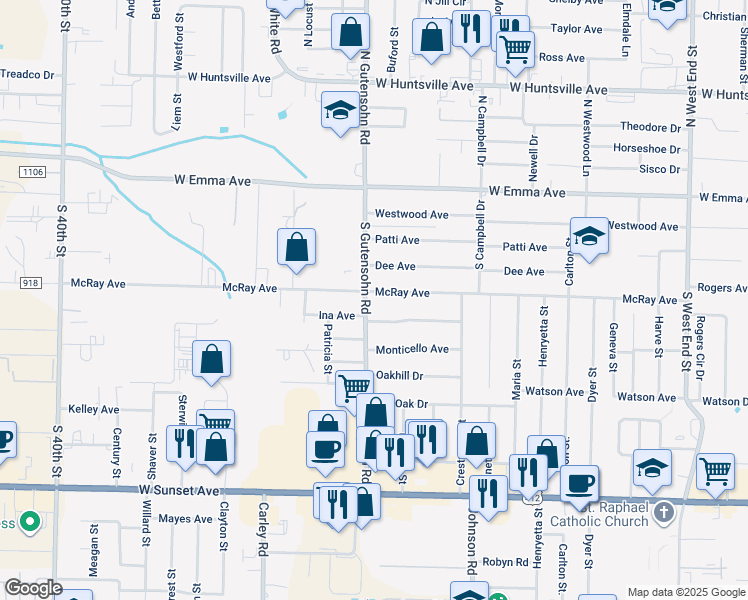 map of restaurants, bars, coffee shops, grocery stores, and more near 2761 McRay Ave in Springdale