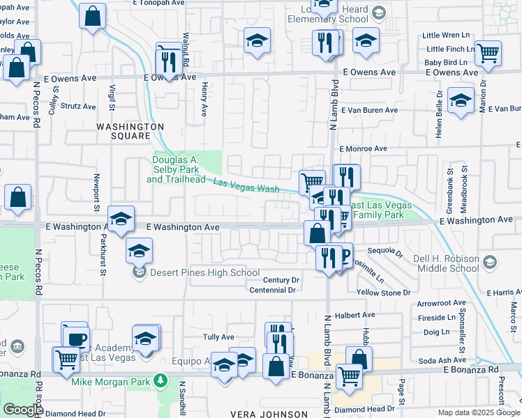 map of restaurants, bars, coffee shops, grocery stores, and more near 916 Bridgewater Street in Las Vegas
