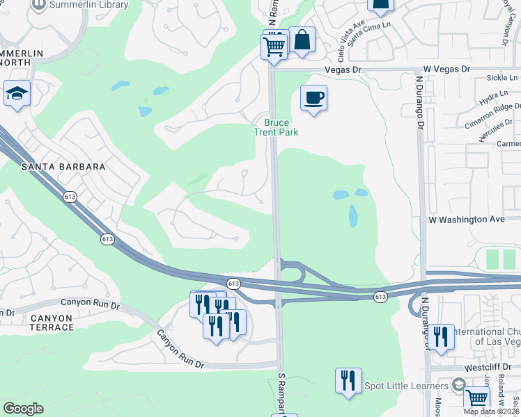 map of restaurants, bars, coffee shops, grocery stores, and more near 8801 Palm Greens Court in Las Vegas