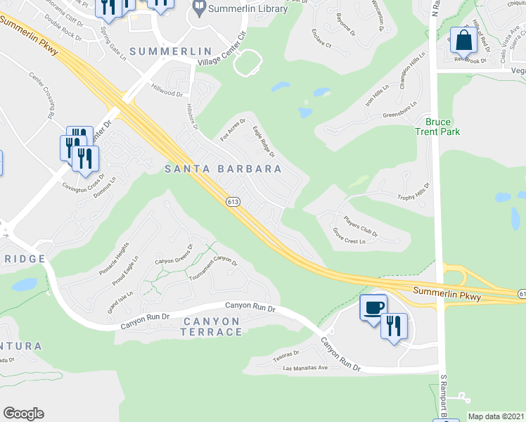 map of restaurants, bars, coffee shops, grocery stores, and more near 805 Dana Hills Court in Las Vegas