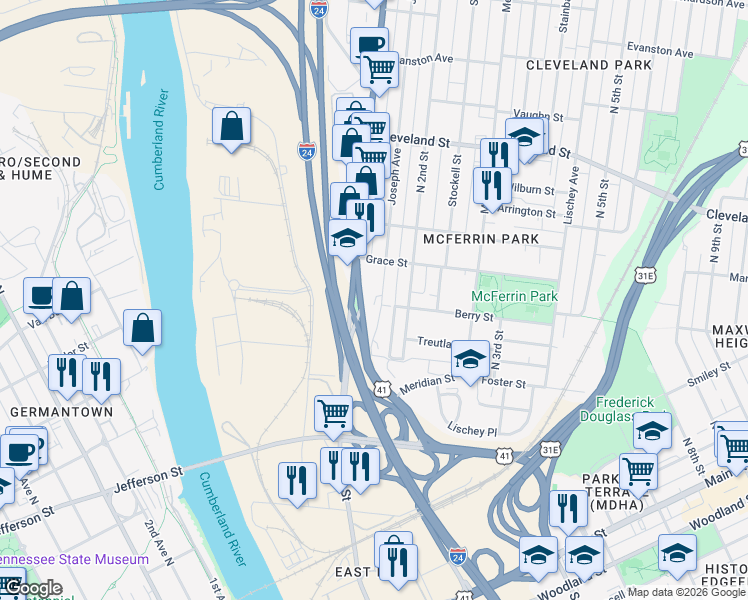 map of restaurants, bars, coffee shops, grocery stores, and more near 622 Joseph Avenue in Nashville