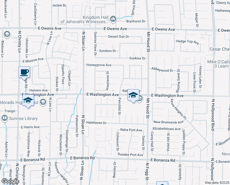 map of restaurants, bars, coffee shops, grocery stores, and more near 6077 Notre Dame Court in Las Vegas