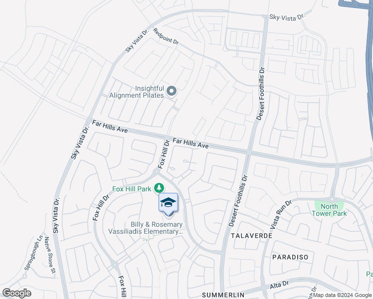 map of restaurants, bars, coffee shops, grocery stores, and more near 25 Alamere Falls Drive in Las Vegas