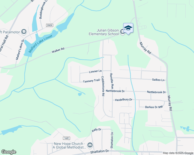 map of restaurants, bars, coffee shops, grocery stores, and more near 2409 Tannery Trail in Winston-Salem