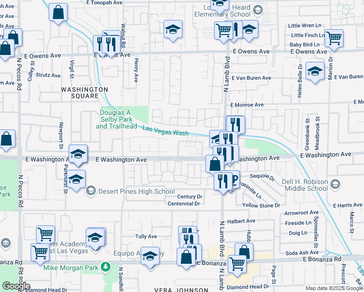 map of restaurants, bars, coffee shops, grocery stores, and more near 917 Bridgewater Street in Las Vegas