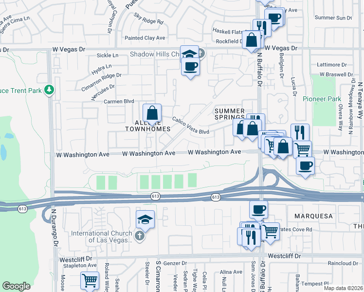map of restaurants, bars, coffee shops, grocery stores, and more near 904 Rockview Drive in Las Vegas