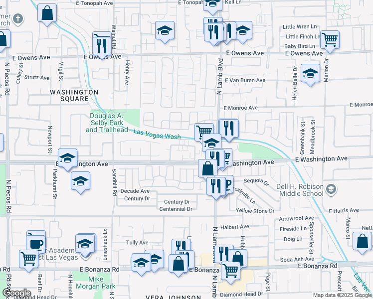 map of restaurants, bars, coffee shops, grocery stores, and more near 913 Staffordshire Drive in Las Vegas
