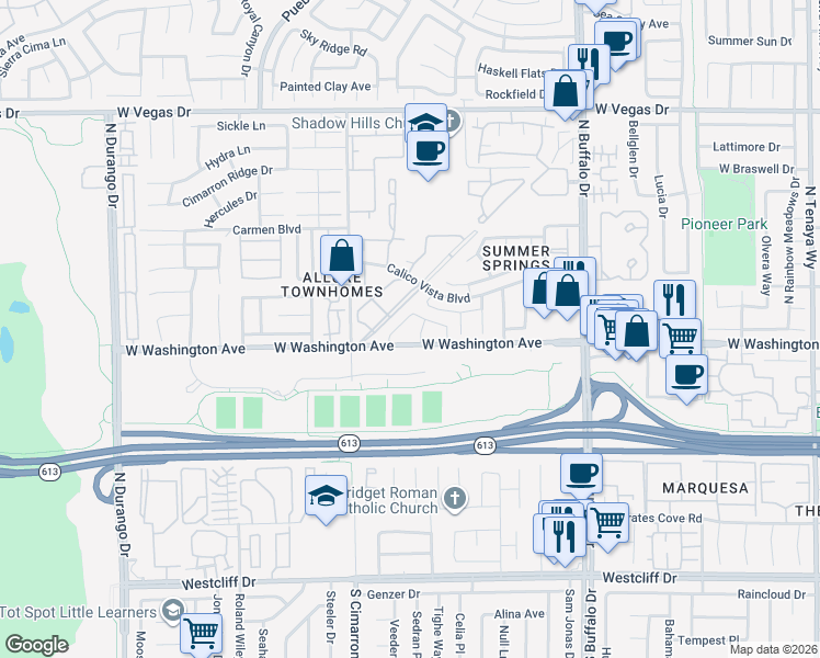 map of restaurants, bars, coffee shops, grocery stores, and more near 904 Rockview Drive in Las Vegas